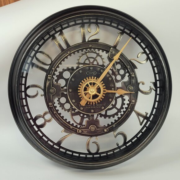 Sterling And Noble Other - Sterling And Noble Rustic Gear Wall Clock Steampunk No9 Black Industrial Style